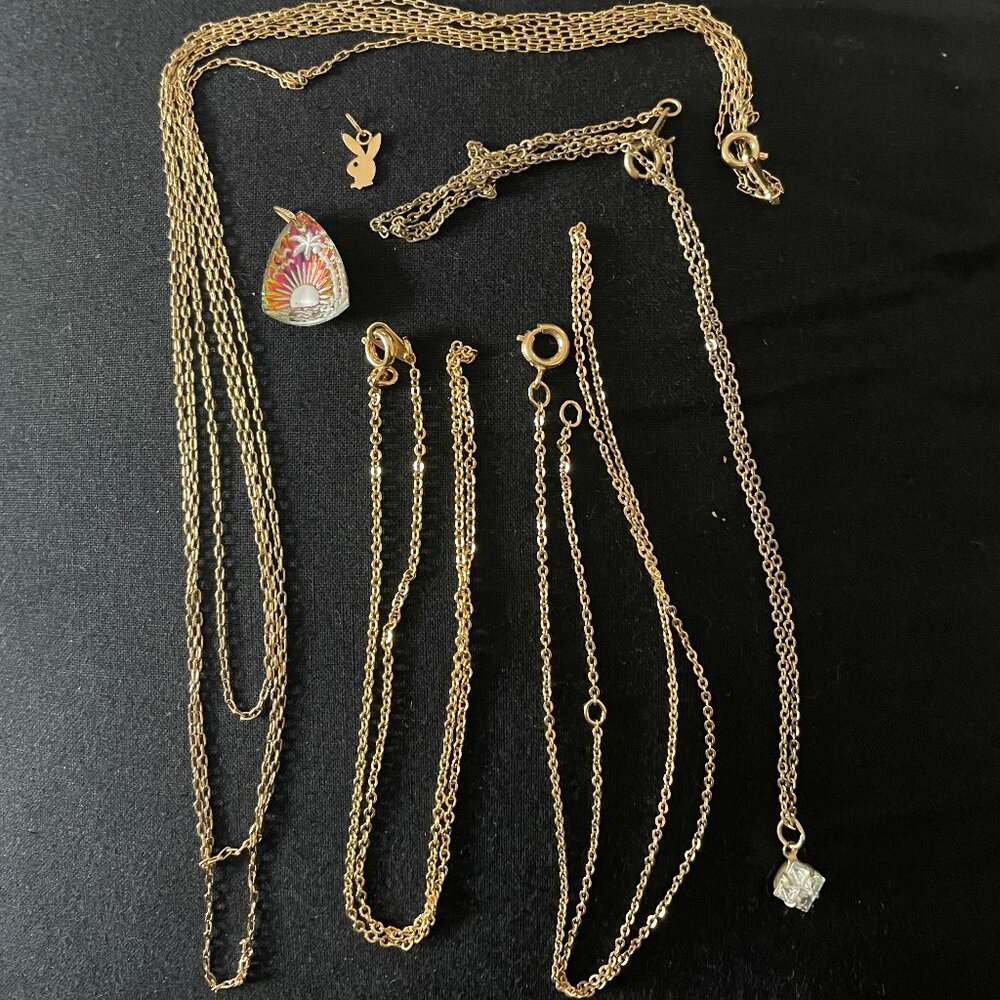 Lot of Gold Tone Necklaces & Charms